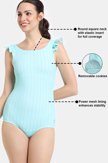 Zelocity Elastane Blended Slip-On Malliot with Removable Pads - Aruba blue — image 6